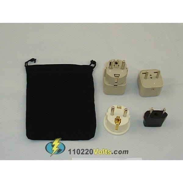 burundi power plug adapters kit with travel carrying pouch bi c15