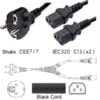 regvolt splitter power cord schuko cee7 7 male plug to 2 way iec 60320 c13 connector 1 meter 3 feet 10a 250v da7