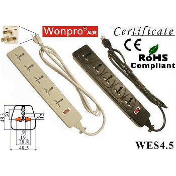 wonpro universal 5 outlet power strip with surge protector wes45d105 d44